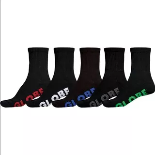 Kaos Kaki Globe Kids Stealth Crew Socks Black - 5 Pack Size 2-8