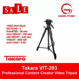 Takara VIT-283 Video Pan Head Tripod for Camcorder DSLR Mirrorless VIT 283