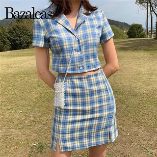 Mr.Rabstore Setelan wanita terbaru aline / Set Short Skirt Korean style Mini skirt shirt Warna cute Kemeja wanita casual Pakaian Wanita Terbaru Hoodie wanita t shirt oversize wanita