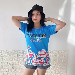 KC-038 KAOS WANITA LENGAN PENDEK KINGCUP DORAEMON PRINT DEWASA