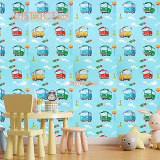 Wallpaper Dinding Kamar Tidur Anak Motif T4YO BLUE GM556 Dekorasi Import Kartun Anak Terlaris
