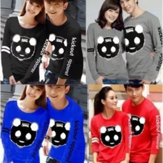 Couple kick out panda / couple kaos panda / couple oblong tangan panjang / baju pasangan