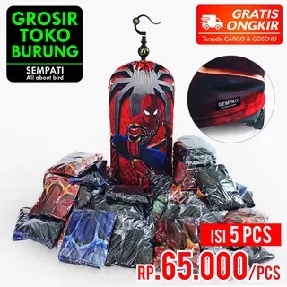 SEMPATI GROSIR KRODONG LOVEBIRD FULLPRINT MOTIF SPIDERMAN SEMPATI DOUBLE LAYER PREMIUM ISI 5 PCS KAOS PE PREMIUM KERODONG KRODONG SANGKAR BURUNG LOVE BIRD FULL PRINTING KRODONG KANDANG BURUNG LOVEBIRD BULAT KAPSUL MODE JEMUR