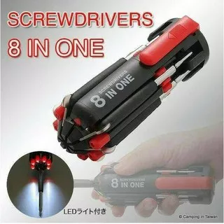 OBENG 8 IN 1 MULTIFUNGSI SET - SCREWDRIVERS OBENG CUMI SENTER LED OBENG MULTIFUNGSI MURAH 200gr