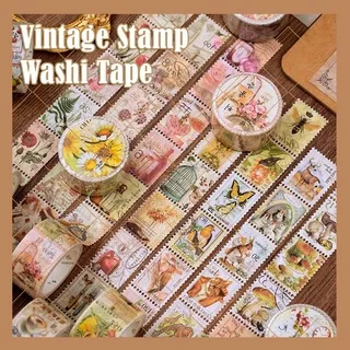 Washi Tape Stamp Bunga Jamur - Vintage Washi Tape Rolls - Aesthetic Masking Tape