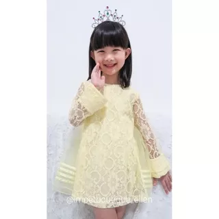 imoet.boutique - SALE terusan anak perempuan yellow Elegant lace brokat dress (GI0053)