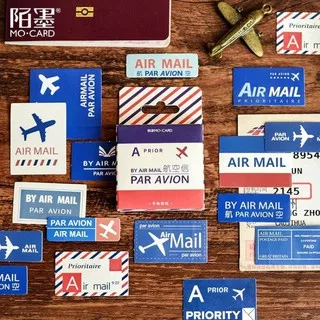 GAEKOPEDIA || 45Pcs Stiker Motif Air Mail Stamp untuk Dekorasi Scrapbook / Jurnal / Diary