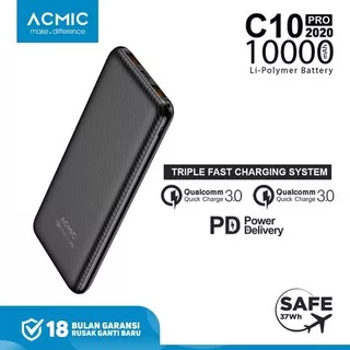 ACMIC C10PRO 10000mAh Powerbank Quick Charge 3.0 + PD Power Delivery