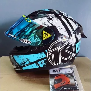 HELM KYT R10 SERI 3 BLAK/BLUE AQUA PAKET GANTENG