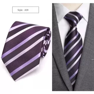 dasi panjang long tie dark purple ungu motif stripes garis besar ukuran medium 3 inch ready stok pria dewasa