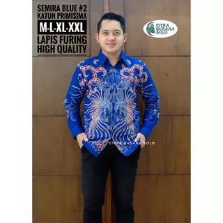 SEMIRA BLUE #2 Kemeja Batik Pria Full Furing Bahan Katun Primisima