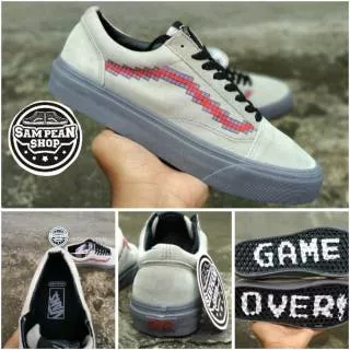 Sepatu Vans Old Skool motif X NINTENDO CONSOLE grey abu original premium 100