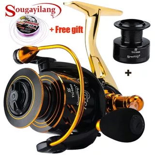 Sougayilang Reel Pancing Penggulung Sougayilang Spinning Fishing Reel Pancing Penggulung Senar Pancing 13+1BB 5.0:1 Fishing Reel Max Drag 5kg Reel Alat Pancingan 100M Fishing Line Senar Pancing For Gift