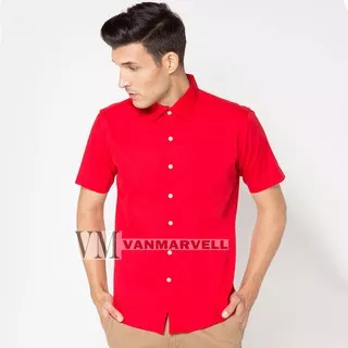 VM Kemeja polos pendek slimfit merah - kemeja formal short shirt