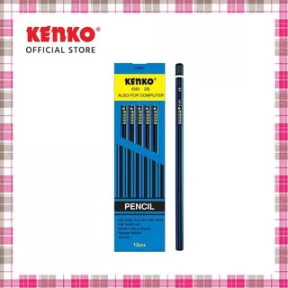 Pensil Kenko Pencil 2B-6161 Biru Strip Hitam 09 Kenko Biru