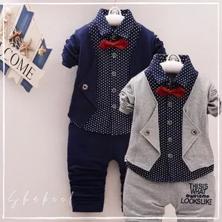 Setelan Anak Bayi Kemeja Formal Fashionable Import - Motif Freckles Shirt 1 2 3  Tahun shakeel