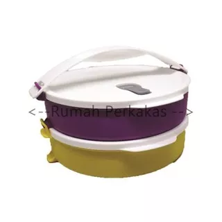 (TAPERWER ORIGINAL 100%) Tupperware Click To Go Round 2pcs Yellow Purple TERMURAH