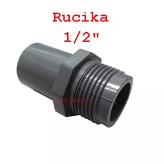 Socket valve, sock drat luar pvc 1/2 rucika