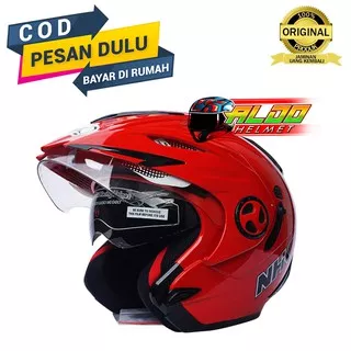 HELM NHK AVIATOR SOLID FIRE RED HELM NHK HALF FACE HELM NHK TERBARU HELM TERLARIS