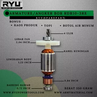 PROMO ARMATURE MESIN BOR 10mm / ARMATURE BOR RYU ORIGINAL / MESIN BOR 10mm / ANGKER BOR 10mm / SPAREPART MESIN BOR TANGAN RYU / MESIN BOR LISTRI RYU / MESIN RYU ORIGINAL / ARMATURE BOR 10mm TERLARIS / ARMATURE TERMURAH / @ARMYMATERIAL.LAMPUNG