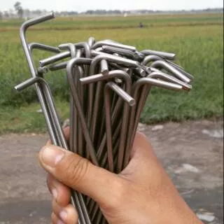 Pasak Tenda Dome Flysheet Stainless Steel Murni Tent Peg Anti Karat Outdoor Camping Kemah