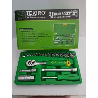 Tekiro Kunci Sock Set 21pcs 1/4 - 3/8 socket set 4 - 19 mm 21 pcs