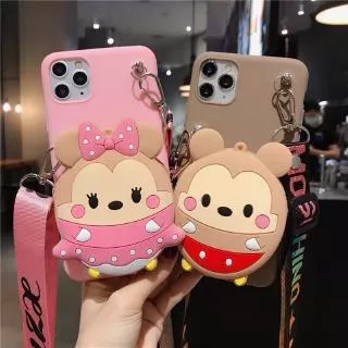 Xiaomi Mi F1 10 Pro 8 9 CC9 CC9E 9se 8se Play Note3 6 6x MAX MIX 2 3 2S Max2 Max3 Mix2 Mix3 Mix2s Soft Cartoon Cute Kawaii Mickey Minnie Silicone Coin Purse with Lanyard Full Protection Cover