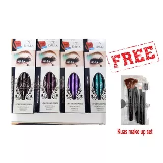 DAVIS LIP & EYELINER PENCIL 1kotak Warna Mix Free Kuas MAke up Mac