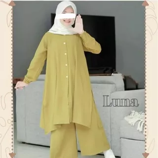 Setelan Muslim Anak Perempuan Umur 10 11 12 13 14 15 Tahun Setelan Remaja Luna Kids 2in1 Set Tunik Dan Celana Bahan ManggoCrepe Setelan Tangung Anak Perempuan Pakaian Muslim Anak Perempuan Baju Muslim Murah Kekinian