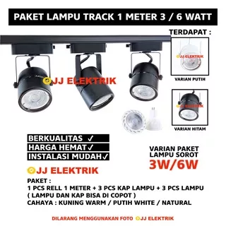 Paket lampu sorot 1 set isi 3 plus rel 1M LED Track Light Spotlight Rel