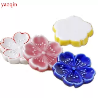 YAOQIN Ceramic Cherry Blossom Chopsticks Stand Multicolor Cherry Blossom Chopsticks Rack Pen Holder Ceramic Crafts