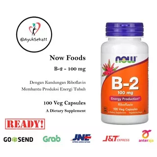 Now Foods B2 100mg 100 Caps Vitamin B2 Riboflavin Bantu Produksi Energi Tubuh Cegah Kelelahan