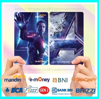 KARTU EMONEY SUPERHERO IRONMAN TONY STARK IRON MAN AVENGERS MARVEL ETOLL E-MONEY MANDIRI FLAZZ BCA GEN 2 TAPCASH BRIZZI - 2 SISI