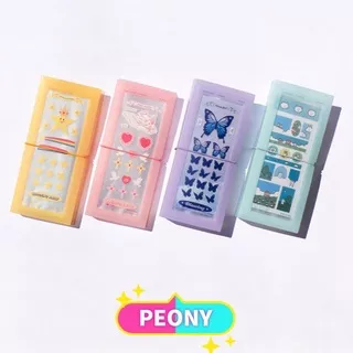 PEONY Transparent Stickers Storage Book Photo Booklet Filing Products Insert Portable 30Slots Bandage Bill Collection Idol Card Decorative Folder