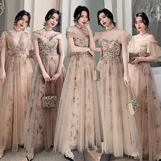 Rose Gold Dress 2023 new slim party fairy temperament fashion Bridesmaid Dress Bridal sister skirt long style evening dress
