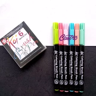 Sakura Koi Coloring Brush Pen Set 6 Color Pastel Kuas Calligraphy Kaligrafi Komik Manga Warna