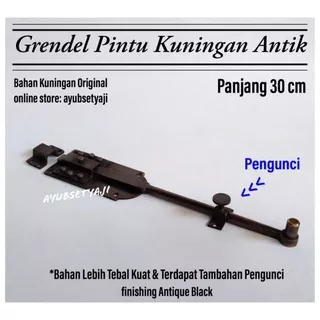 Grendel Batavia Grendel Pintu 30cm Kuningan Grendel Portugis Antik Panjang slot pintu Kuningan pengaman pintu slot atas bawah gembok pintu pengunci pintu samping klasik kuno jadul pintu gebyok