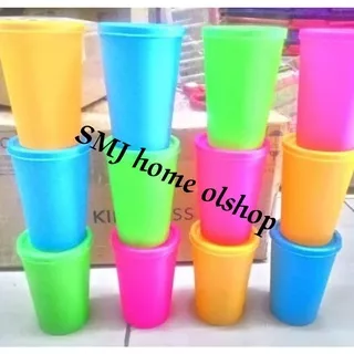 (12pcs) Gelas plastik + tutup elastis KMP