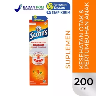 Scotts Emulsion Vita Orange Suplemen Kesehatan Otak Dan Pertumbuhan Anak - 200 Ml