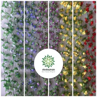 [ PREMIUM ] Bunga Mawar Rambat Plastik Artificial 240 Cm Untuk Dekorasi Hiasan Dinding Hijang Warna Merah Putih Kuning Ungu Biru