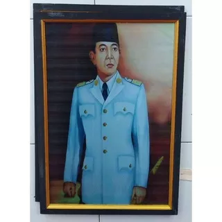 lukisan cetak ir Soekarno plus Bingkai ukuran 65×45