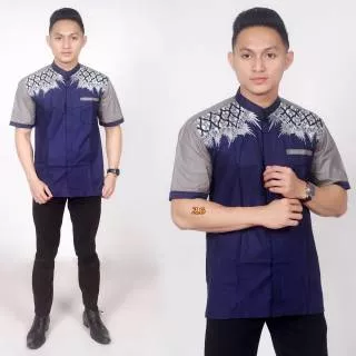 Hem koko batik prada bordil keren // fashion muslim busana muslim cowok // koko pendek batik prada 1