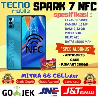 TECNO SPARK 7 NFC RAM 3/32GB & 2/32GB GARANSI RESMI TECNO INDONESIA