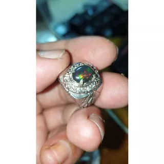 Batu cincin kalimaya black opal asli banten full jarong