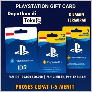 [PROSES 5 MENIT] PlayStation PSN 100-600 & PS Plus 1, 3, 12 Bulan Membership/ INDONESIA Plus REG 3/PS+ ASIA , TOP UP VOUCHER IDR 100k, 200k, 225k, 300k, 400k, 500k, 600k, 700k, 800k, 900k, 1000k, 1jt, 1 juta PS WALLET NETWORK PS 1,PS 2,PS 3,PS 4,PS 5