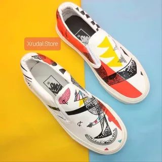 Sepatu Casual Pria Wanita Vans Slip On Moma ABSTRAK Terbaru Sneakers Low Unisex Pria/wanita & Kids