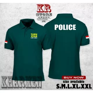 KAOS POLO /POLO SHIRT TURN BACK CRIME POLICE  BEST QUALITY -KHARMEN