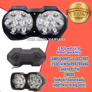 LAMPU SOROT SPORT LIGHT U9 CREE LED 18 MATA 12V DC 40W/LAMPU SOROT TEMBAK 18 MATA/LAMPU SOROT 18 LED 12V DC/LAMPU TEMBAK 18 LED SUPER TERANG/LAMPU SOROT MOTOR SUPER TERANG/LAMPU SOROT KEDIP DAN DIAM/LAMPU TEMBAK KEDIP/LAMPU SOROT MOTOR 18 MATA