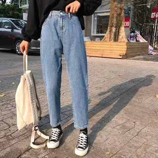 Celana Panjang Model Longgar Lurus Bahan Denim Jeans untuk Wanita