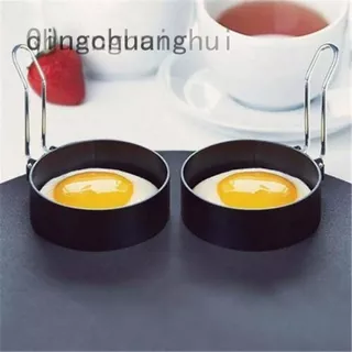2x BLACK NON STICK EGG MOULD RINGS ROUND METAL RING KITCHEN FRIED EGGS BRAND